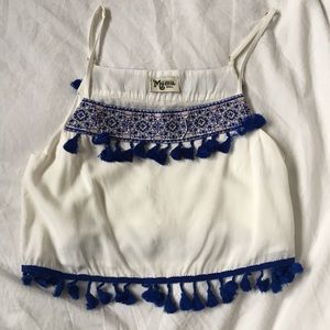 Show Me Your Mumu Crop Top Blue and Wht Size Small